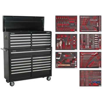 Image of Sealey Superline Pro 23 Drawer Roller Cabinet and Tool Chest + 446 Piece Tool Kit Black