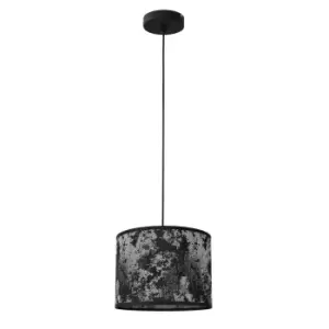 Image of Abba Cylindrical Pendant Ceiling Light Black, Silver 20cm