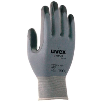 Image of uvex 6634 Unipur Palm-side Coated Grey/Black Gloves - Size 10