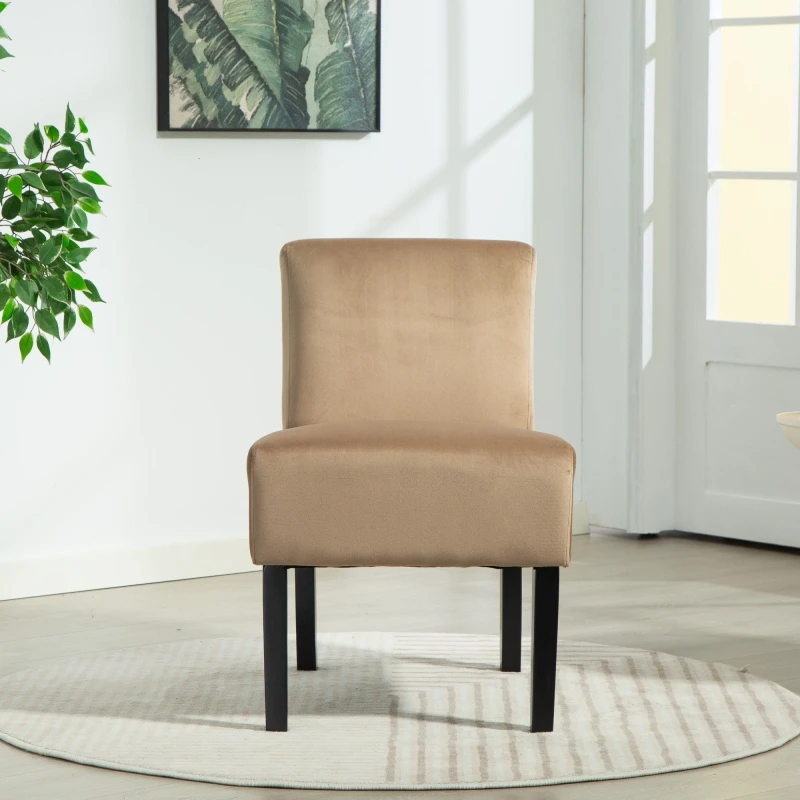 Image of Artemis Home Valina Velvet Fabric Armless Accent in Brown Brown Unisex