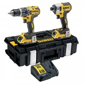 Image of DEWALT DCK266P2 18v XR Cordless Combi Drill and Impact Driver 2 x 2ah Li-ion Charger Case
