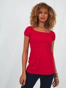 Image of Joe Browns Joe's Essentials Shirred Top -red, Red, Size 8, Women