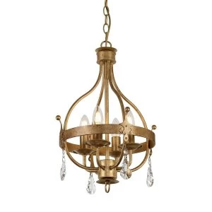 Image of 4 Light Cage Pendant - Gold Patina, E14