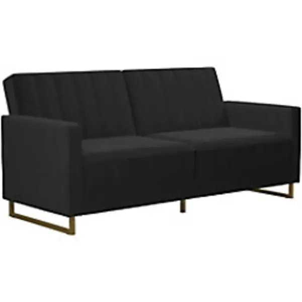 Image of Novogratz 3 Seat Sofa BLACK Velvet 1,955.80 (W) x 838.20 (D) x 850.90 (H) mm