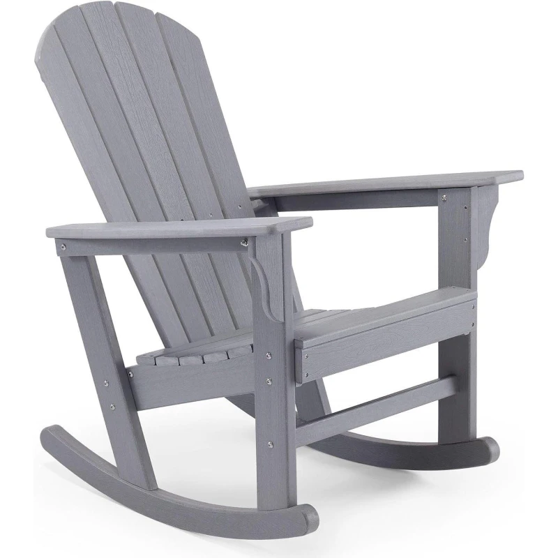 Image of VonHaus Waterproof HDPE Rocking Adirondack Chair Grey