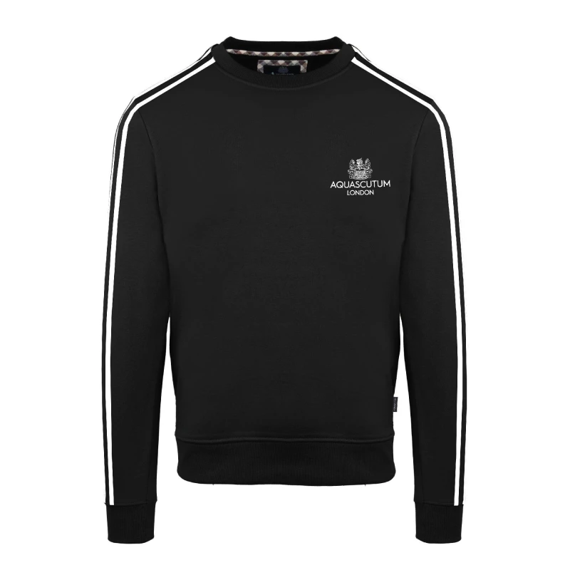 Image of Aquascutum Mens Roundnk Sweat Crew Sweatshirt Crew Sweaters Small Black 52346103350