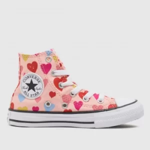 Image of Converse Pale Pink Hi Hearts Trainers Junior