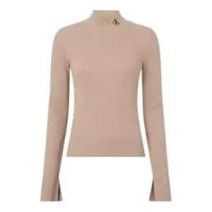 Image of Calvin Klein Jeans RIB MOCK NECK - Brown