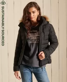 Image of Superdry Womens Classic Faux Fur Fuji Jacket Black - Size: 8