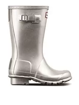 Image of Hunter Original Kids Cosmic Wellington Boots, Silver, Size 2 Older