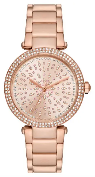 Image of Michael Kors MK7286 Parker Gold-Toned Crystal Set Dial and Watch
