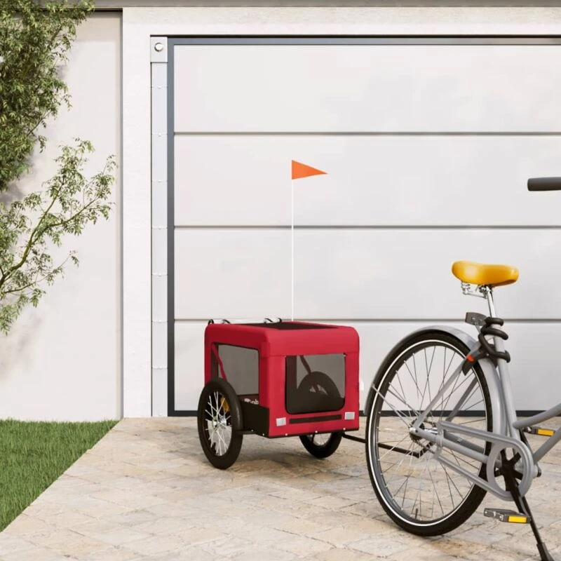 Image of VIDAXL Vidaxl - Pet Bike Trailer Red and Black Oxford Fabric&Iron 8720845770006