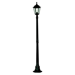 Image of 1 Light Outdoor Lamp Post Black with Clear Glass Diffuser IP44, E27