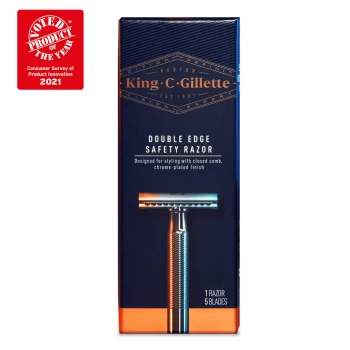 Image of King C. Gillette Mens Double Edge Safety Razor - 5 Blades