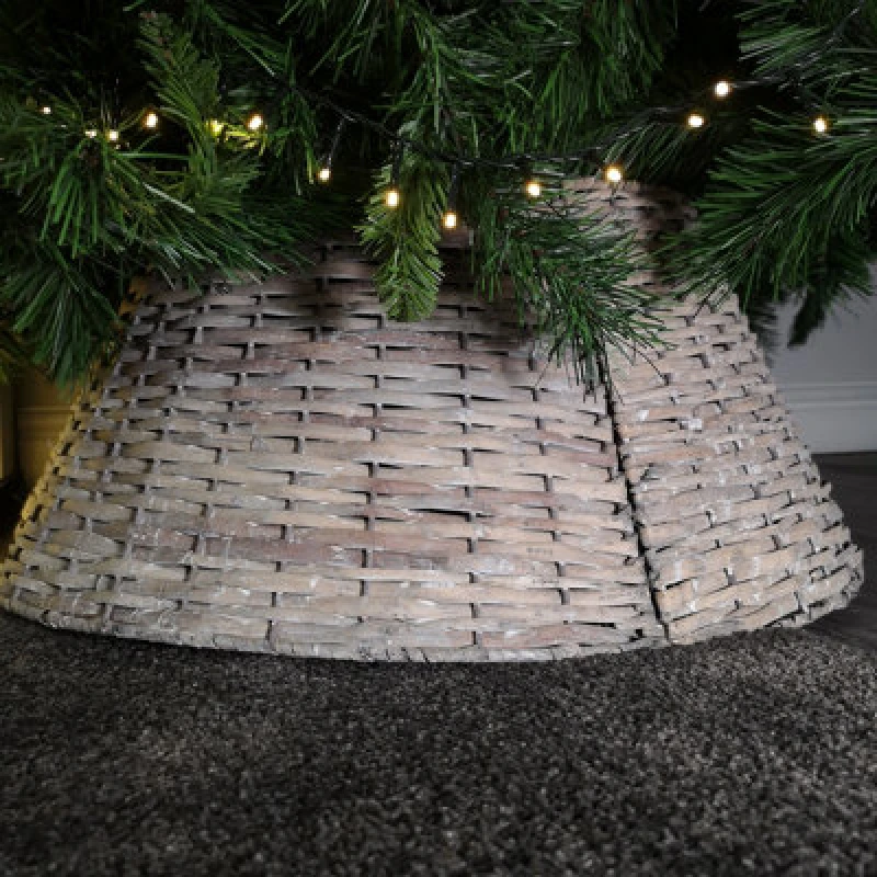 Image of Samuel Alexander 28Or57Cm Everlands Kd Willow Christmas Tree Skirt Wicker Rattan Small Grey Wash