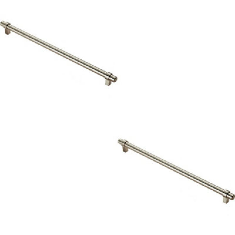 Image of Loops 2x Round T Bar Cabinet Pull Handle 360 x 14mm 320mm Fixing Centres Satin Nickel Metallics unisex