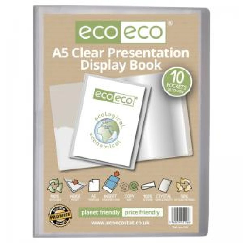 Image of Eco Eco 50% Recycled Presentation Display Book 10 Pockets A5 Clear eco126-S