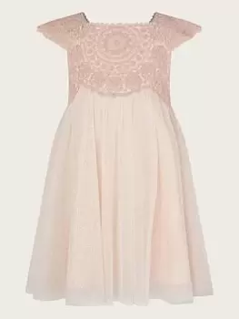 Image of Monsoon Baby Girls Estella Dress - Pink, Size 12-18 Months