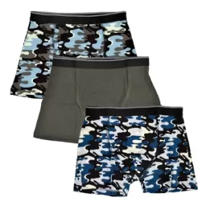 Image of Tom Franks Boys Camo Boxers (Pack Of 3) (7-8 Years) (Grey Camo)