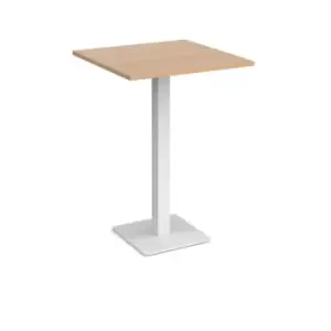 Image of Brescia square poseur table with flat square white base 800mm - beech