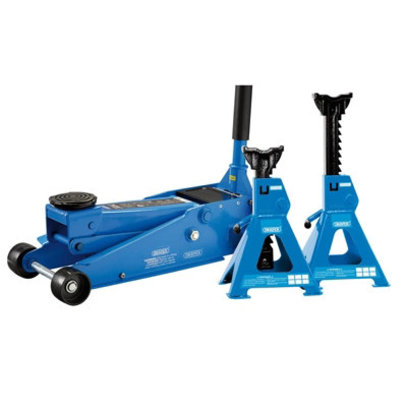 Image of Draper Draper - 3T trolley jack & axle stand Trolley Jack and Axle Stand Kit (3 Tonne) 07290