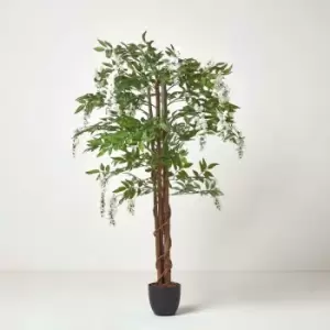 Image of Homescapes - Cream Artificial Wisteria Tree with Twisted Real Wood Trunk, 5 Ft - Cream