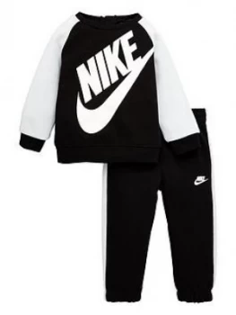 Image of Boys, Nike Infant Boy Oversized Futura Crew Set - Black/White, Size 18 Months