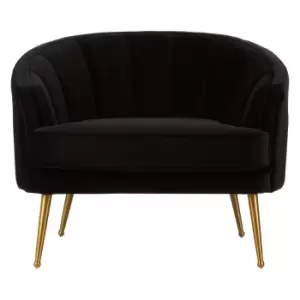 Image of Velvet Chair with Shell Back and Gold Finish Legs