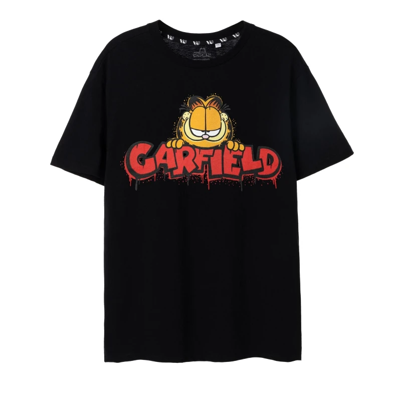Image of Garfield Garfield Men Short Sleeved T-Shirt in Black Size: Small Black S Male 5063203008056