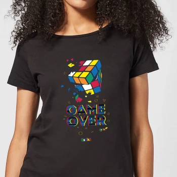 Image of Shattered Rubik's Cube Game Over Womens T-Shirt - Black - M