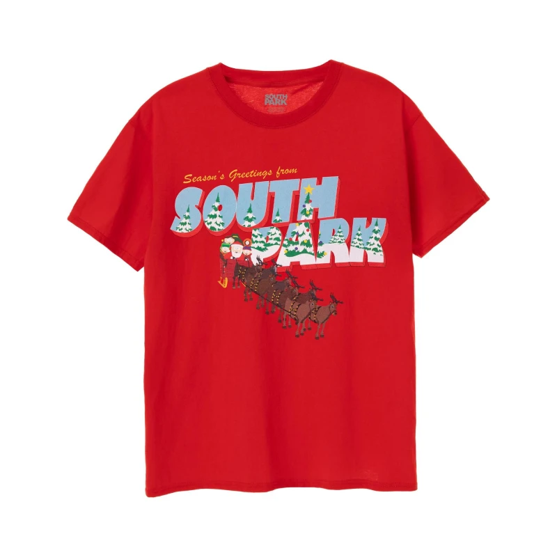 Image of South Park South Park Men Short Sleeved T-Shirt in Red Size: Small Red S Male 5063203028122