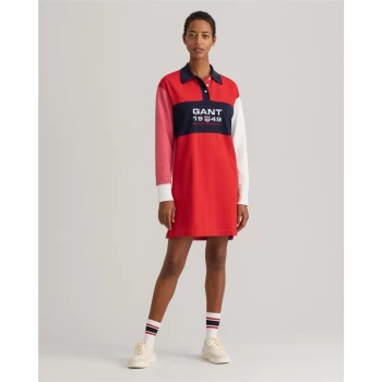 Image of Gant Retro Shield Polo Dress - Red