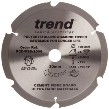 Image of Trend - PCD 250MM X 6T X 30MM Diamond Blade Fibre Cement Board