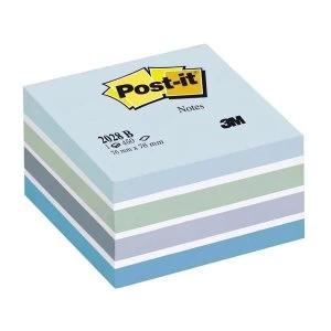 Image of Post it Note Cube 450 Sheets 76x76mm Pastel BlueNeon Blue Shades Ref