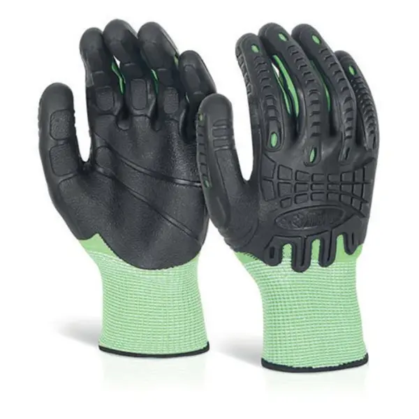 Image of Glovezilla Beeswift Cut Resistant Fully Coated Impact Gloves 1 Pair Green L GZ62GL