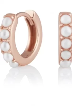 Image of Olivia Burton Jewellery Faux Pearl Huggie Hoop Rose Gold OBJCOE99