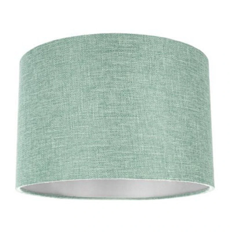 Image of Happy Homewares Contemporary And Sleek Mint Plain Linen Fabric Drum Lamp Shade 60W Maximum