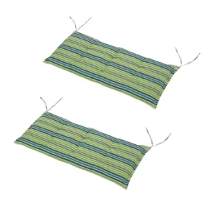 Image of Outsunny Polyester Set Of 2 Swing Chair Cushion Green Stripes