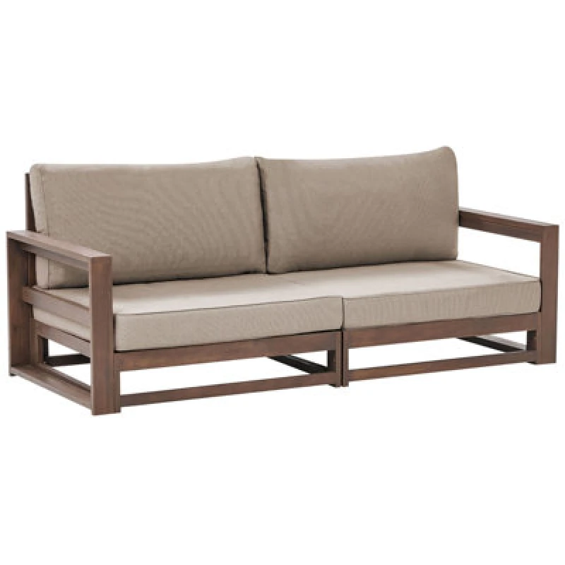 Image of Beliani Garden Sofa 2 Seater Timor Modular Certified Acacia Wood Dark Brown