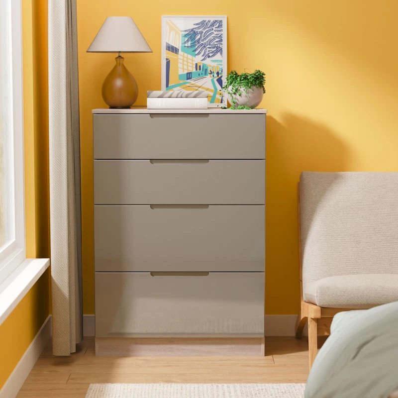 Image of Ready Assembled 2 U Lucca 4 Drawer Deep Chest (Ready Assembled) in Grey Grey Unisex