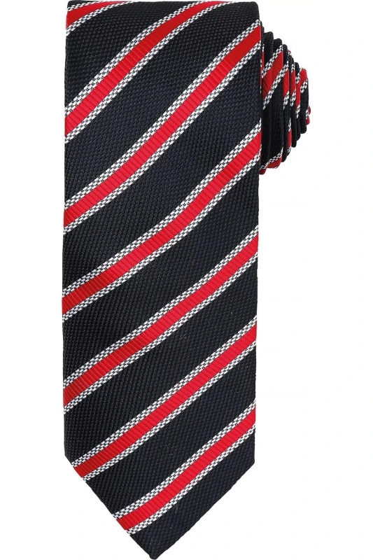 Image of Premier Premier Men Waffle Stripe Formal Business Tie in Black One Size Male 5057080770670