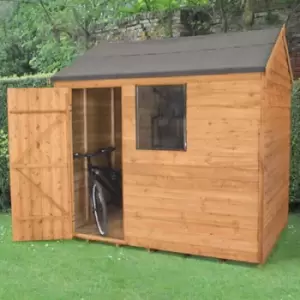 Image of 8X6 Reverse Apex Dip Treated Overlap Golden Brown Wooden Shed With Floor - Assembly Service Included