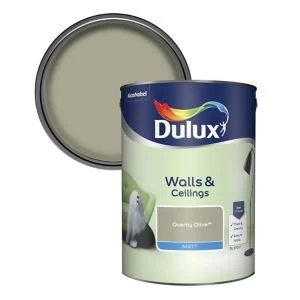 Image of Dulux Walls & Ceilings Overtly Olive Matt Emulsion Paint 5L
