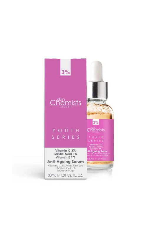 Image of skinChemists Anti Ageing Serum Vitamin C 3%, Ferulic Acid 1%, Vitamin E 1% 30ml White unisex