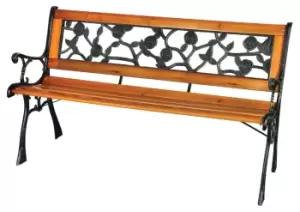 Image of 2 Person Outdoor / Garden Wooden Cast Iron PVC Rose Bench