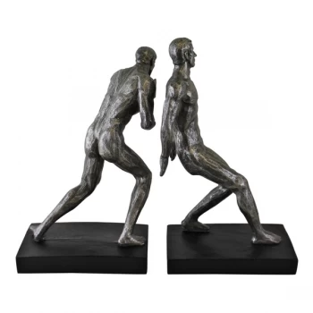Image of Silver Male Statue Bookends 26cm