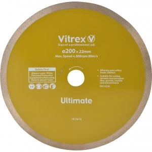 Image of Vitrex Ultimate Diamond Blade For Wet Bridge Tile Saw 200mm