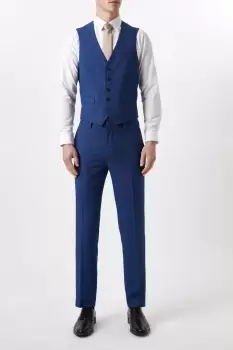 Image of Plus And Tall Slim Fit Blue Birdseye Waitcoat