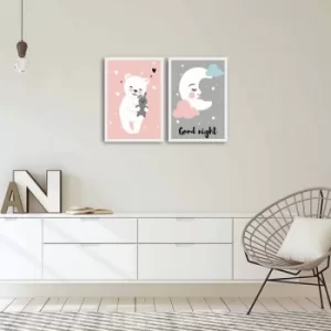 Image of 2PBCT-04 Multicolor Decorative Framed MDF Painting (2 Pieces)