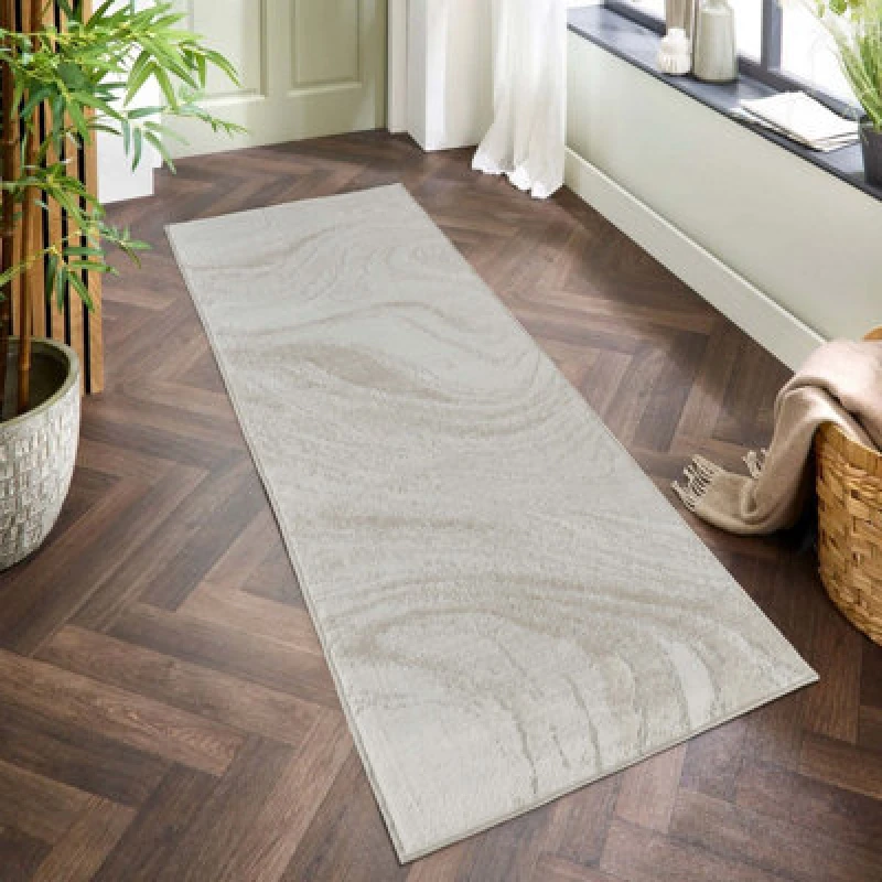 Image of Perla Modern Abstract Action Living Room Area Rug Metallic Sheen Contemporary Hallway Runner Resin-Beige 60X220 Cm